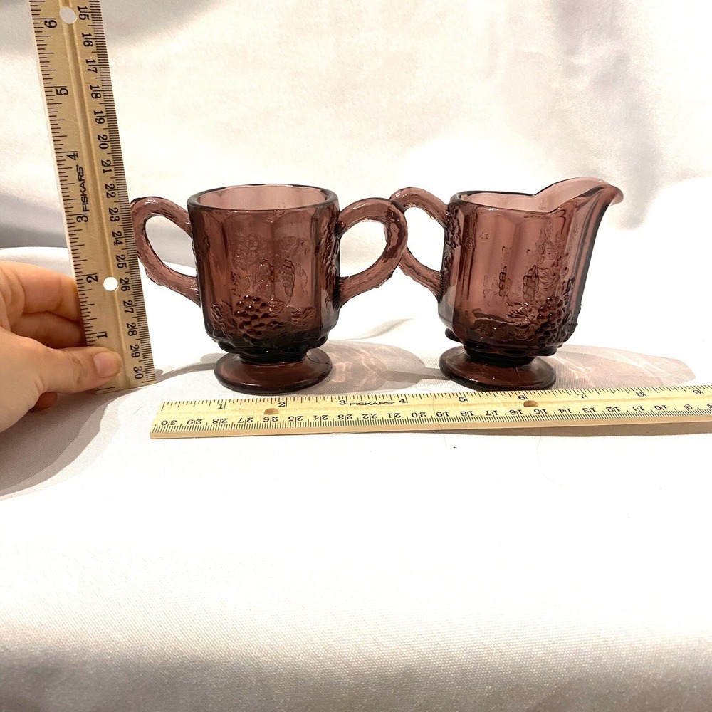 vintage deep dark purple grape sugar cup bowl & creamer pitcher cup - Picture 5 of 8